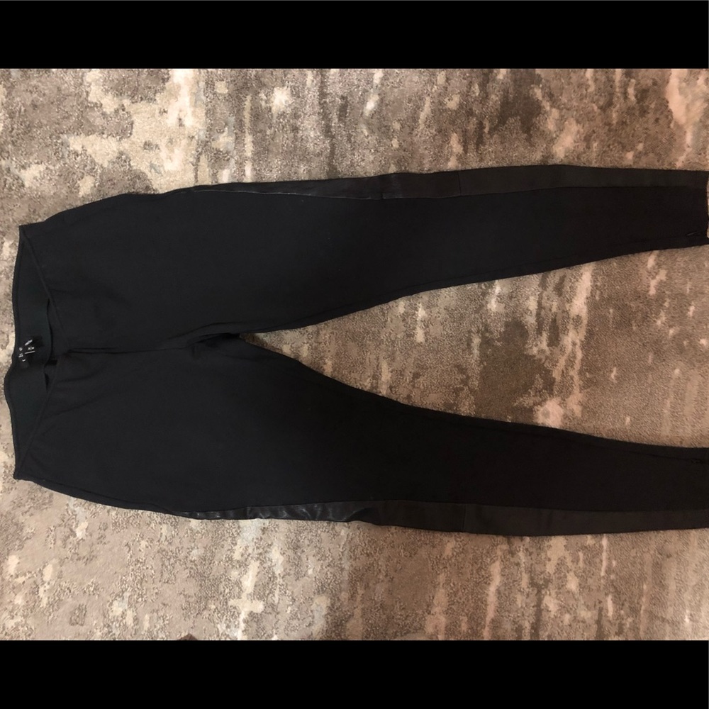 Theory striped leather leggings